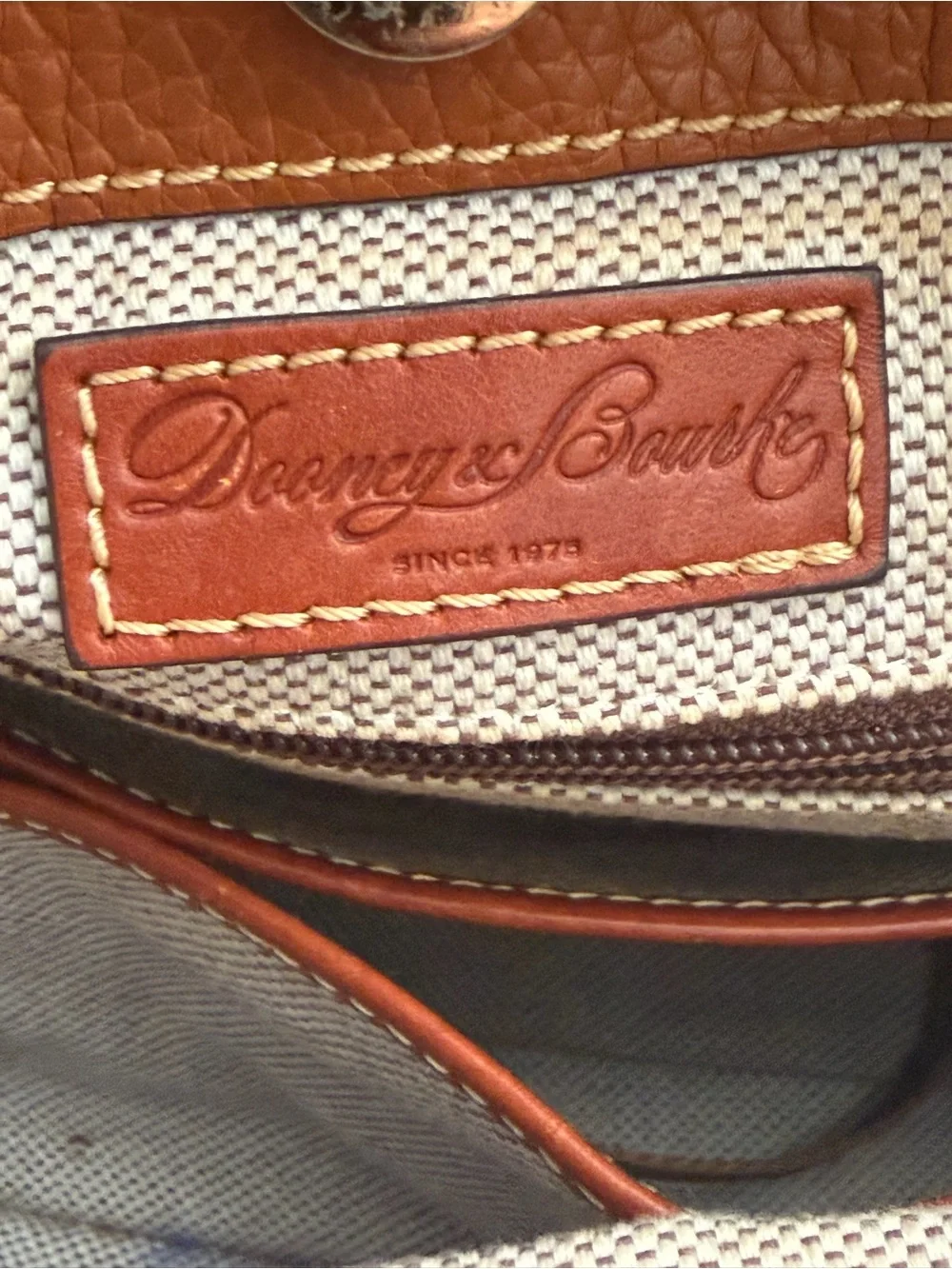 Dooney & Bourke Brenna Caramel Pebble Grain Leather Satchel Shoulder Bag